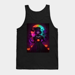 Halloween Spooky Neon Black Magic Witch Tank Top